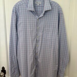Peter Millar Blue and Red Plaid Button-Down Shirt